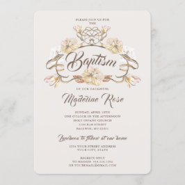 Waterverf Natuurlijke Droge Bloemen Doop Kaart