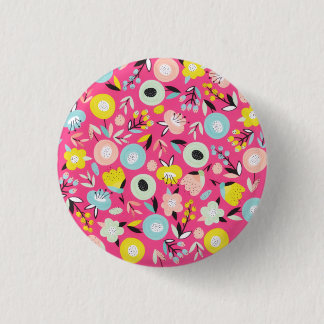 Waterverf natuurlijke lente roze wilde bloem ronde button 3,2 cm