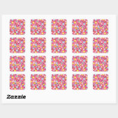 Waterverf natuurlijke lente roze wilde bloem vierkante sticker (Vel)