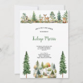 WATERVERF NATUURLIJKE Woodland FOREST BabySHOWER Kaart (Voorkant)