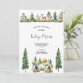 WATERVERF NATUURLIJKE Woodland FOREST BabySHOWER Kaart (Staand voorkant)