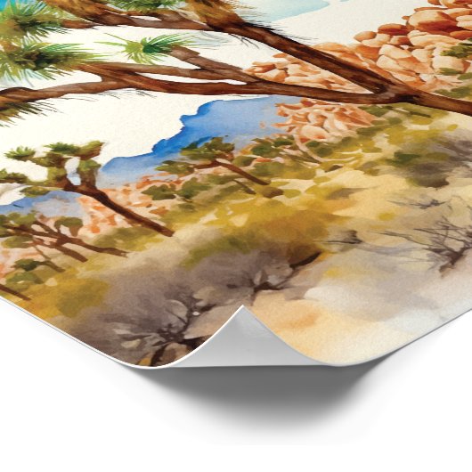 Waterverf natuurpark Joshua Tree Art Poster (Hoek)