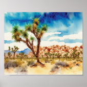 Waterverf natuurpark Joshua Tree Art Poster (Voorkant)