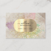 Waterverf & Natuursteen Faux Gold Glitter Folie Visitekaartje (Voorkant)