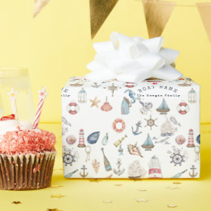 Waterverf Nautelementen Zeiler Cadeaupapier