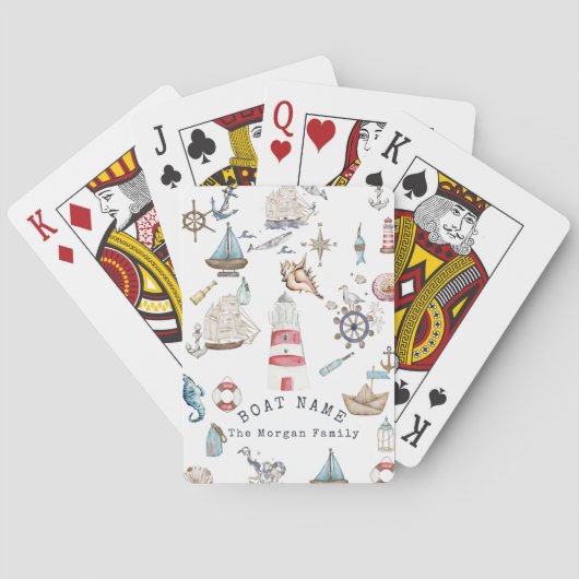 Waterverf Nautelementen Zeiler Pokerkaarten (Achterkant)