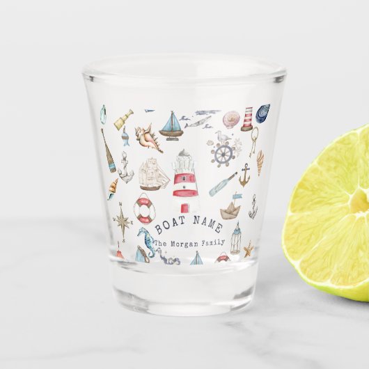 Waterverf Nautelementen Zeiler Shot Glas (Voorkant)