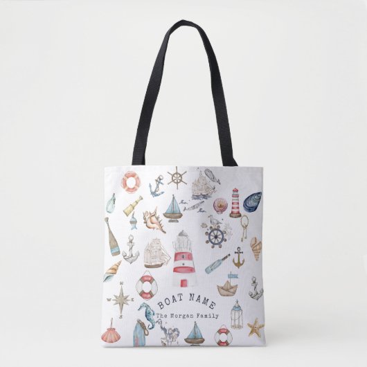 Waterverf Nautelementen Zeiler Tote Bag (Voorkant)