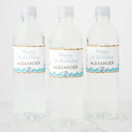 Waterverf Nautical 1st Birthday Waterfles Etiket