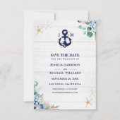 Waterverf Nautical Anchor Floral Rustic Beach Save The Date (Voorkant)