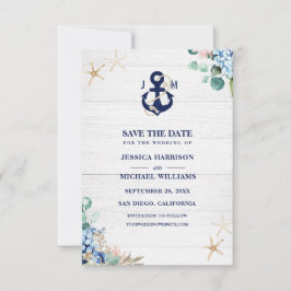 Waterverf Nautical Anchor Floral Rustic Beach Save The Date
