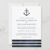 Waterverf Nautical Anchor Stripes Ocean Wedding Kaart (Voorkant)