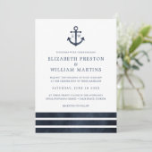 Waterverf Nautical Anchor Stripes Ocean Wedding Kaart (Staand voorkant)