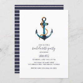 Waterverf Nautical Bachelorette Party Invitation Kaart
