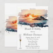 Waterverf Nautical Beach Scene Brunch & Bubble Kaart (Voorkant / Achterkant)