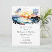 Waterverf Nautical Beach Scene Couples Shower Kaart (Staand voorkant)