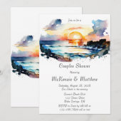 Waterverf Nautical Beach Scene Couples Shower Kaart (Voorkant / Achterkant)