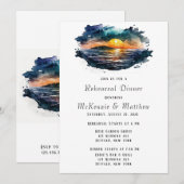Waterverf Nautical Beach Scene Rehearsal Dinner Kaart (Voorkant / Achterkant)