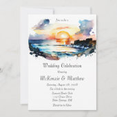 Waterverf Nautical Beach Scene Wedding Kaart (Voorkant)
