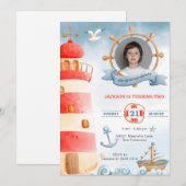 Waterverf Nautical Birthday Kaart (Voorkant / Achterkant)