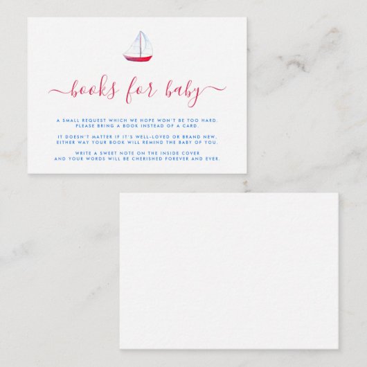 Waterverf Nautical Boat Book Request Breng een boe Informatiekaartje (Voorkant / Achterkant)