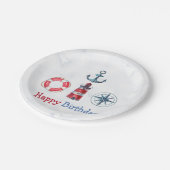 Waterverf Nautical Boy Birthday Party Papieren Bordje (Gekanteld)