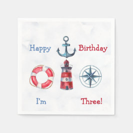 Waterverf Nautical Boy Birthday Party Servet