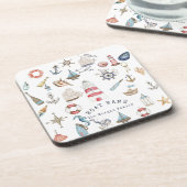 Waterverf Nautical Elements Sailor Bier Onderzetter (Linkerzijde)