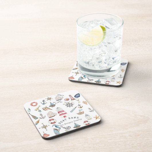 Waterverf Nautical Elements Sailor Bier Onderzetter (Rechterzijde)