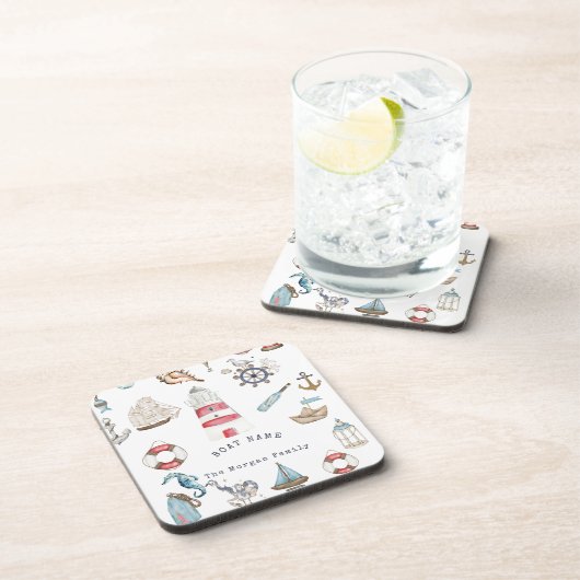 Waterverf Nautical Elements Sailor Bier Onderzetter (Rechterzijde)