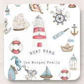 Waterverf Nautical Elements Sailor Bier Onderzetter (Voorkant)