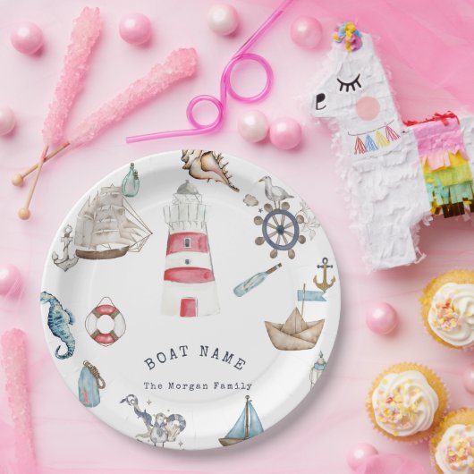 Waterverf Nautical Elements Sailor Papieren Bordje (Feest)