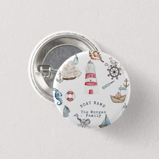 Waterverf Nautical Elements Sailor Ronde Button 3,2 Cm (Voorkant /achterkant)