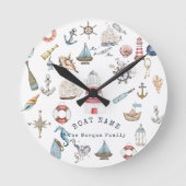 Waterverf Nautical Elements Sailor Ronde Klok (Voorkant)