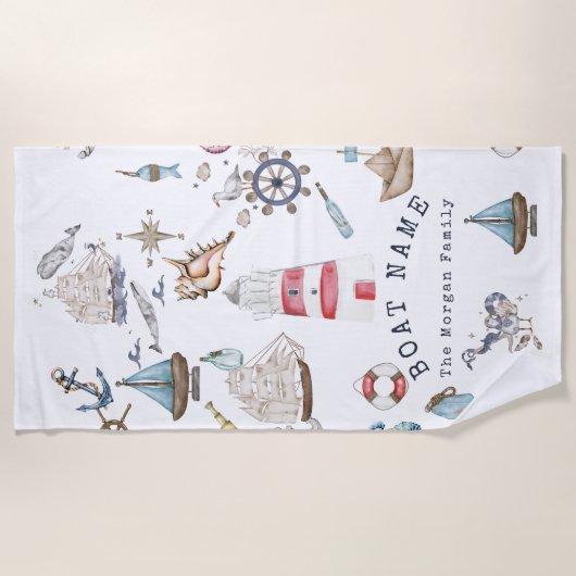 Waterverf Nautical Elements Sailor Strandlaken (Voorkant)