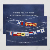 Waterverf Nautical Flag Merry kerst Maritime Feestdagenkaart (Voorkant / Achterkant)