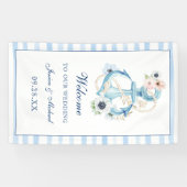 Waterverf Nautical Floral Anchor Beach Wedding Spandoek (Horizontaal)