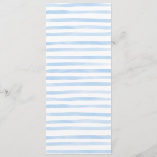 Waterverf Nautical Floral Beach Blue Stripes Menu (Achterkant)