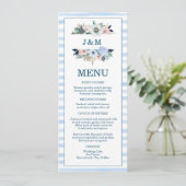 Waterverf Nautical Floral Beach Blue Stripes Menu (Staand voorkant)
