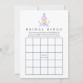 Waterverf Nautical Floral Vrijgezellenfeest Bingo Kaart (Voorkant)