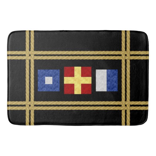 Waterverf Nautical Maritime Signal Flag Monogram Badmat (Voorkant)