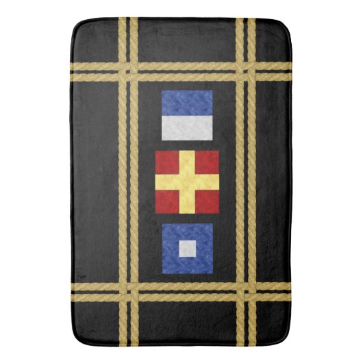 Waterverf Nautical Maritime Signal Flag Monogram Badmat (Voorkant Verticaal)