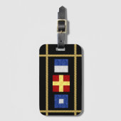 Waterverf Nautical Maritime Signal Flag Monogram Bagagelabel (Voorkant (verticaal))