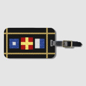 Waterverf Nautical Maritime Signal Flag Monogram Bagagelabel (Voorkant (horizontaal))