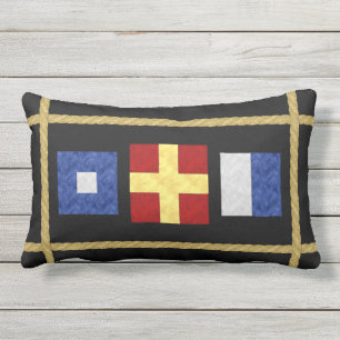 Waterverf Nautical Maritime Signal Flag Monogram Buitenkussen