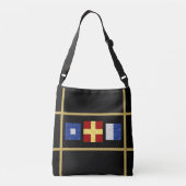 Waterverf Nautical Maritime Signal Flag Monogram Crossbody Tas (Achterkant)