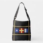 Waterverf Nautical Maritime Signal Flag Monogram Crossbody Tas (Voorkant)