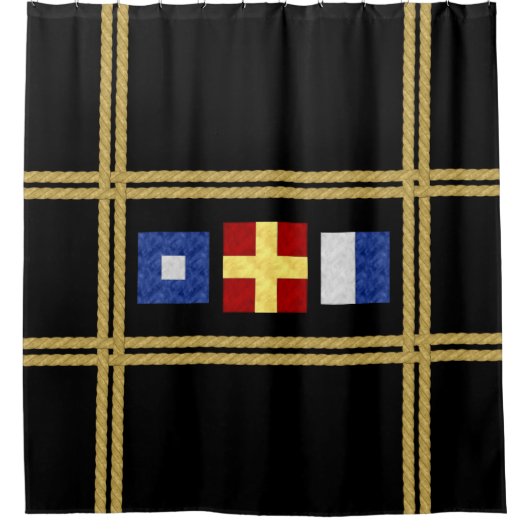 Waterverf Nautical Maritime Signal Flag Monogram Douchegordijn (Voorkant)