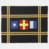 Waterverf Nautical Maritime Signal Flag Monogram Fleece Deken (Voorkant (Horizontaal))