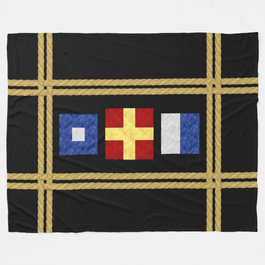 Waterverf Nautical Maritime Signal Flag Monogram Fleece Deken (Voorkant (Horizontaal))